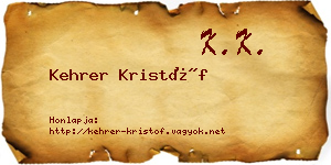 Kehrer Kristóf névjegykártya